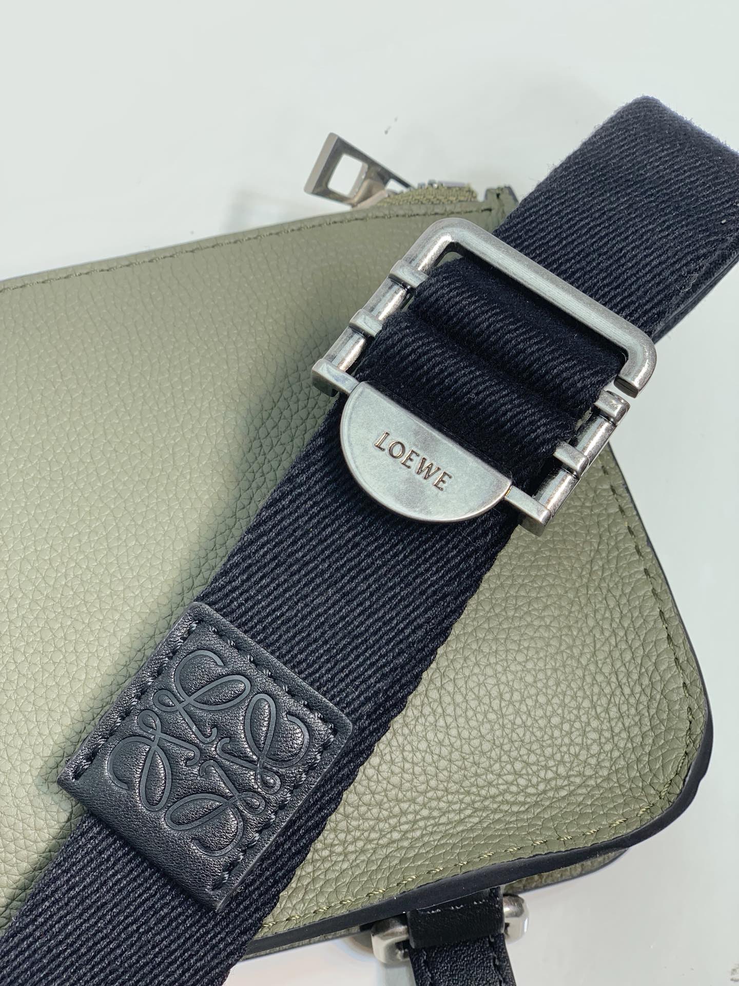 Loewe XXS Military Messenger Bag in Soft Grained Calfskin Green